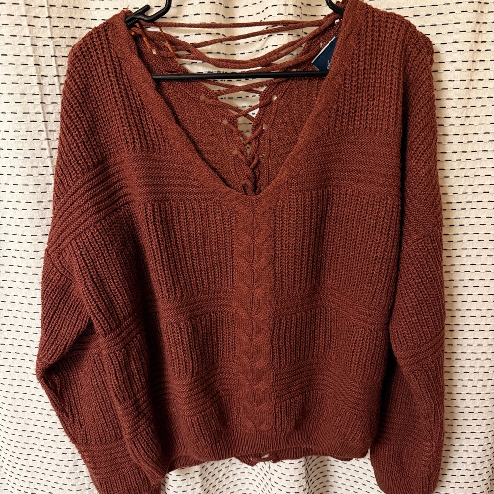 Daytrip Women's V-Neck Sweater with Strappy Detail - Buckle